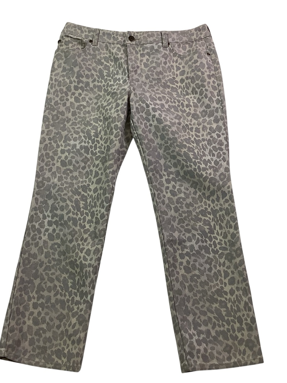 Chico's Platinum Denim Leopard-Print Pants Chico’s Size 1 / Conventional Size 8